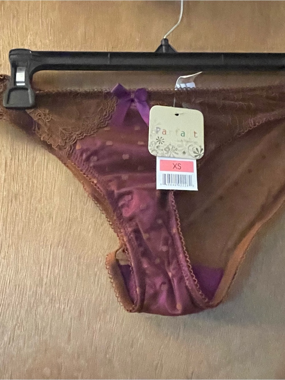 Sheer Satin Lace Bikini Panty - Purple